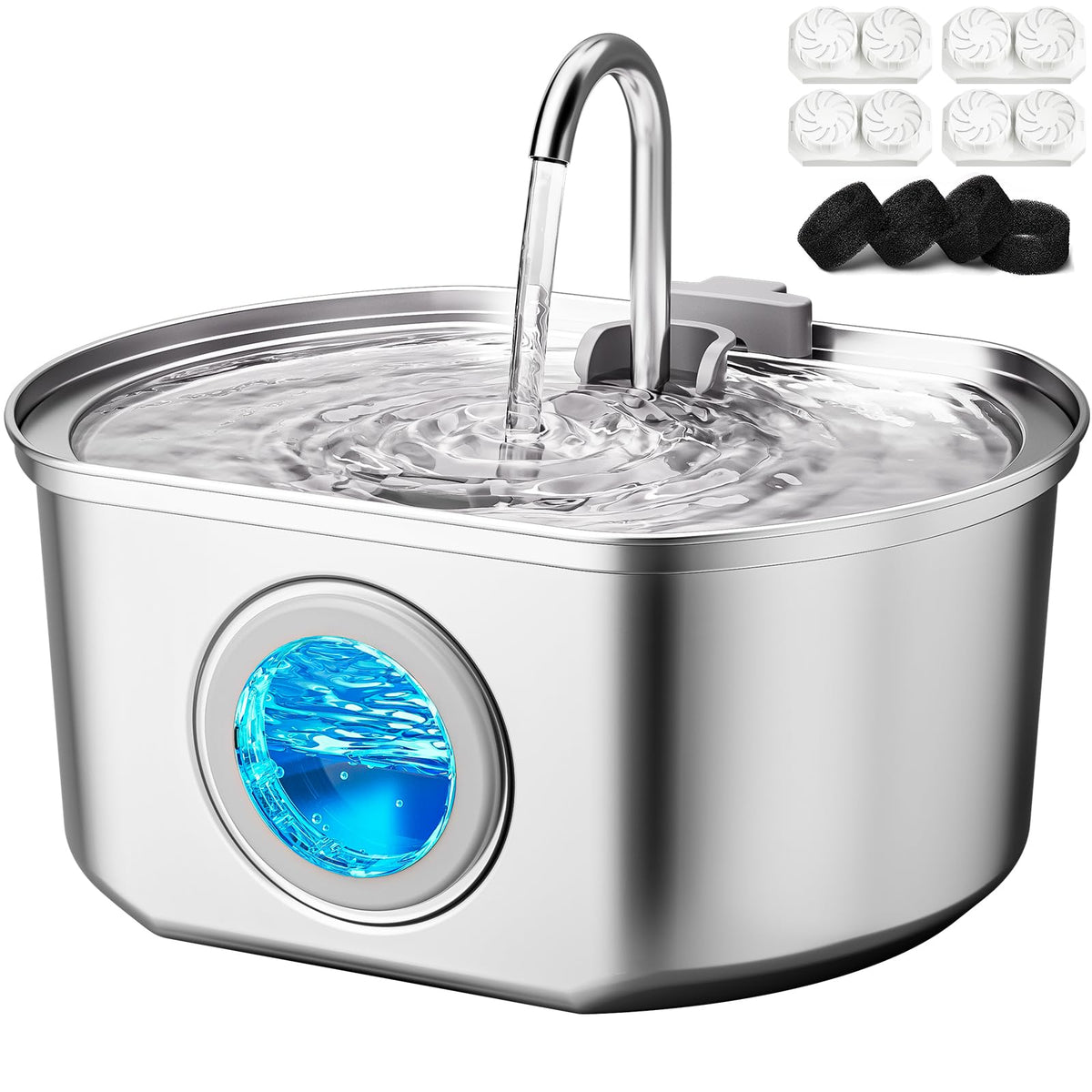 Stainless Steel Cat Water Fountain With Quiet Flow