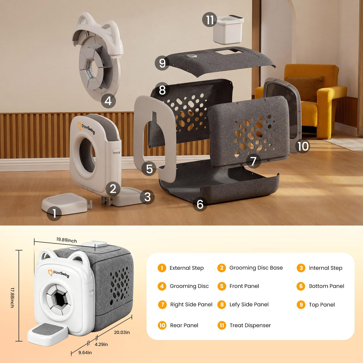 Smart Cat Self-Groomer With Feeder & Tracking