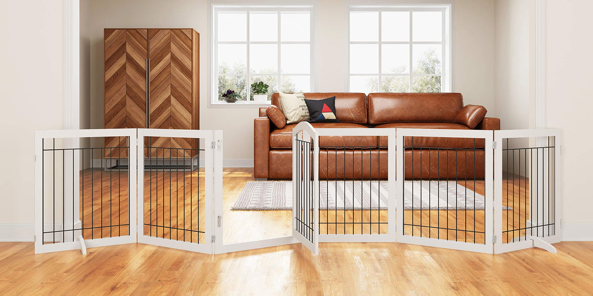 Extra Wide Freestanding Dog Gate With Door