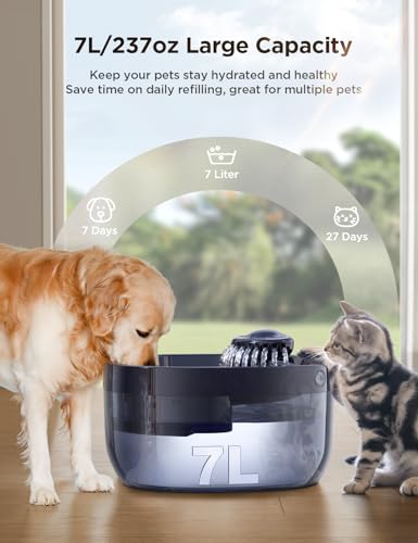 7L Large Dog Water Fountain With Fresh Flow