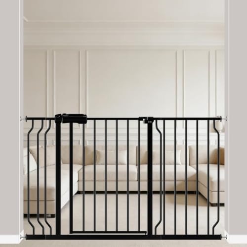 Extra Wide Pressure-Mounted Dog Gate With Door