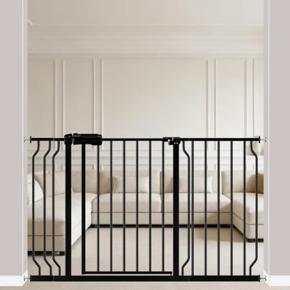 Extra Wide Pressure-Mounted Dog Gate With Door