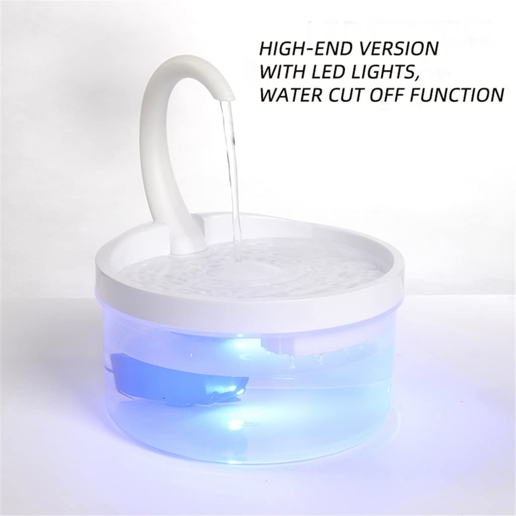 2L Cat Water Fountain With LED Swan-Neck Spout