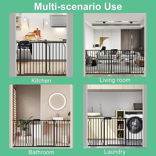 Extra Wide Pressure-Mounted Dog Gate With Door