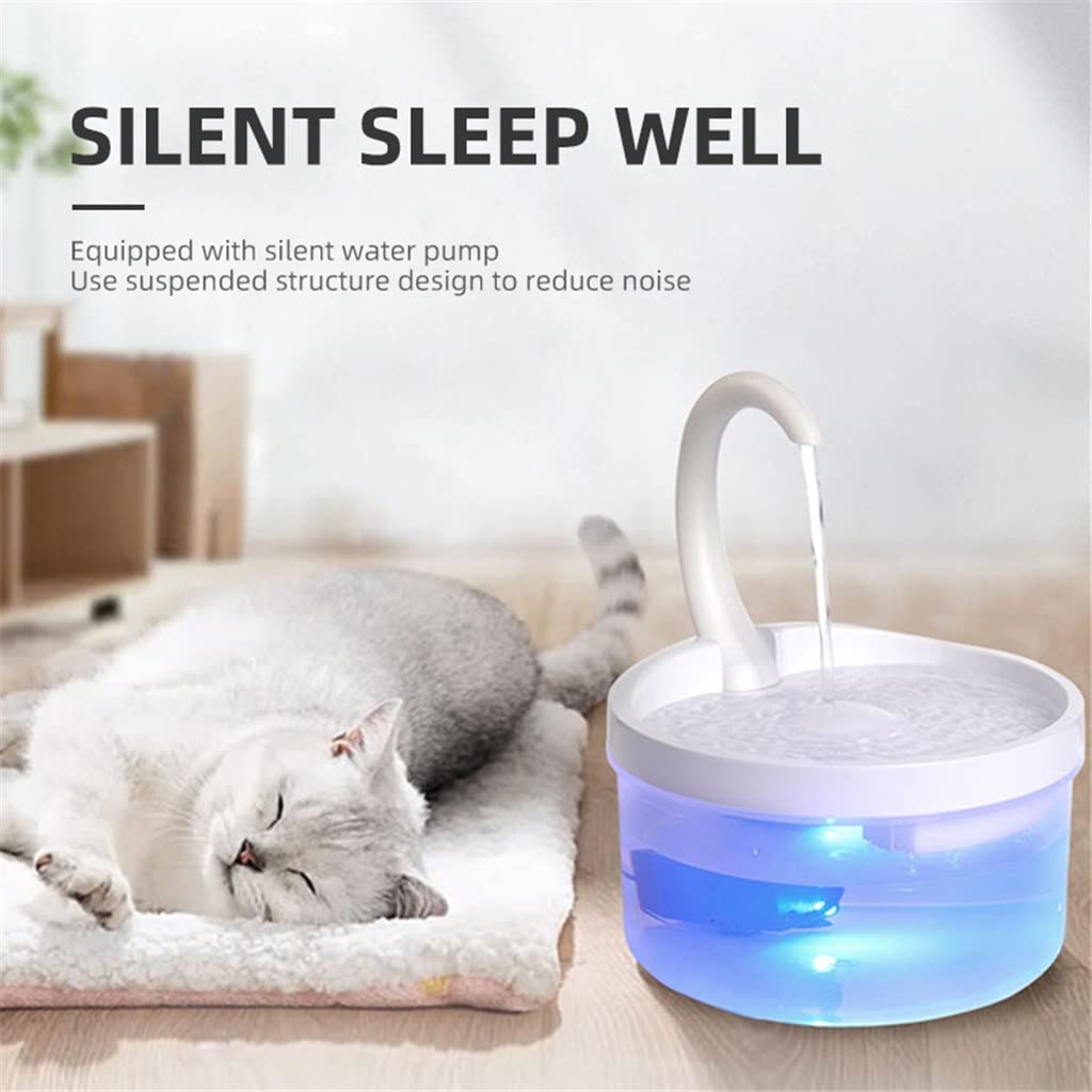 2L Cat Water Fountain With LED Swan-Neck Spout