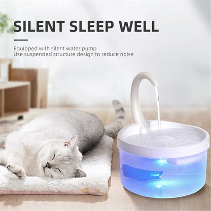 2L Cat Water Fountain With LED Swan-Neck Spout