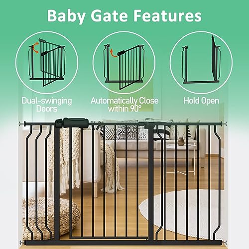 Extra Wide Pressure-Mounted Dog Gate With Door