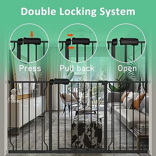 Extra Wide Pressure-Mounted Dog Gate With Door