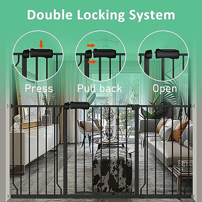 Extra Wide Pressure-Mounted Dog Gate With Door
