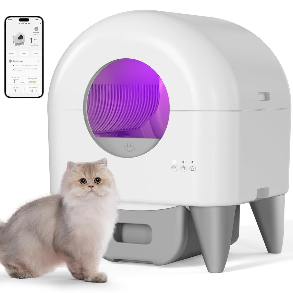 Self-Cleaning Litter Box With App & Safety Sensors