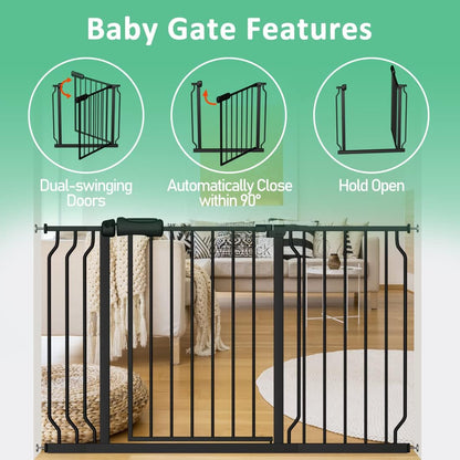 Extra Wide Pressure-Mounted Dog Gate With Door