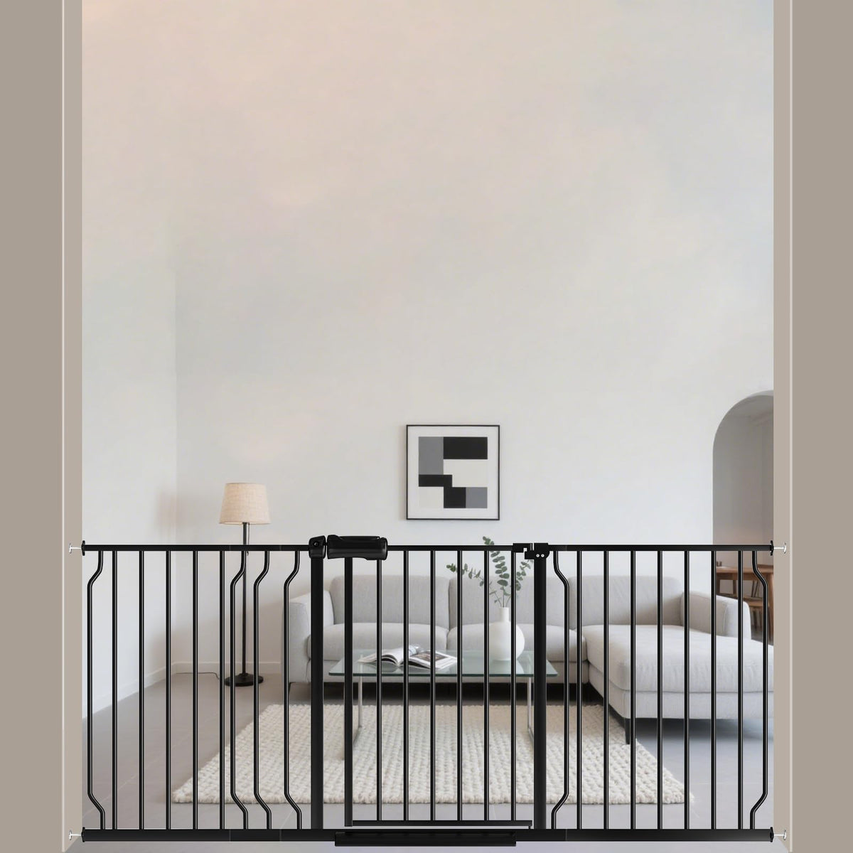 Extra Wide Pressure-Mounted Dog Gate With Door