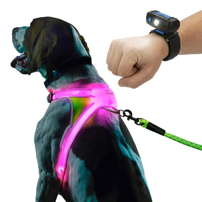 LED Reflective Dog Harness With Multicolor Lights