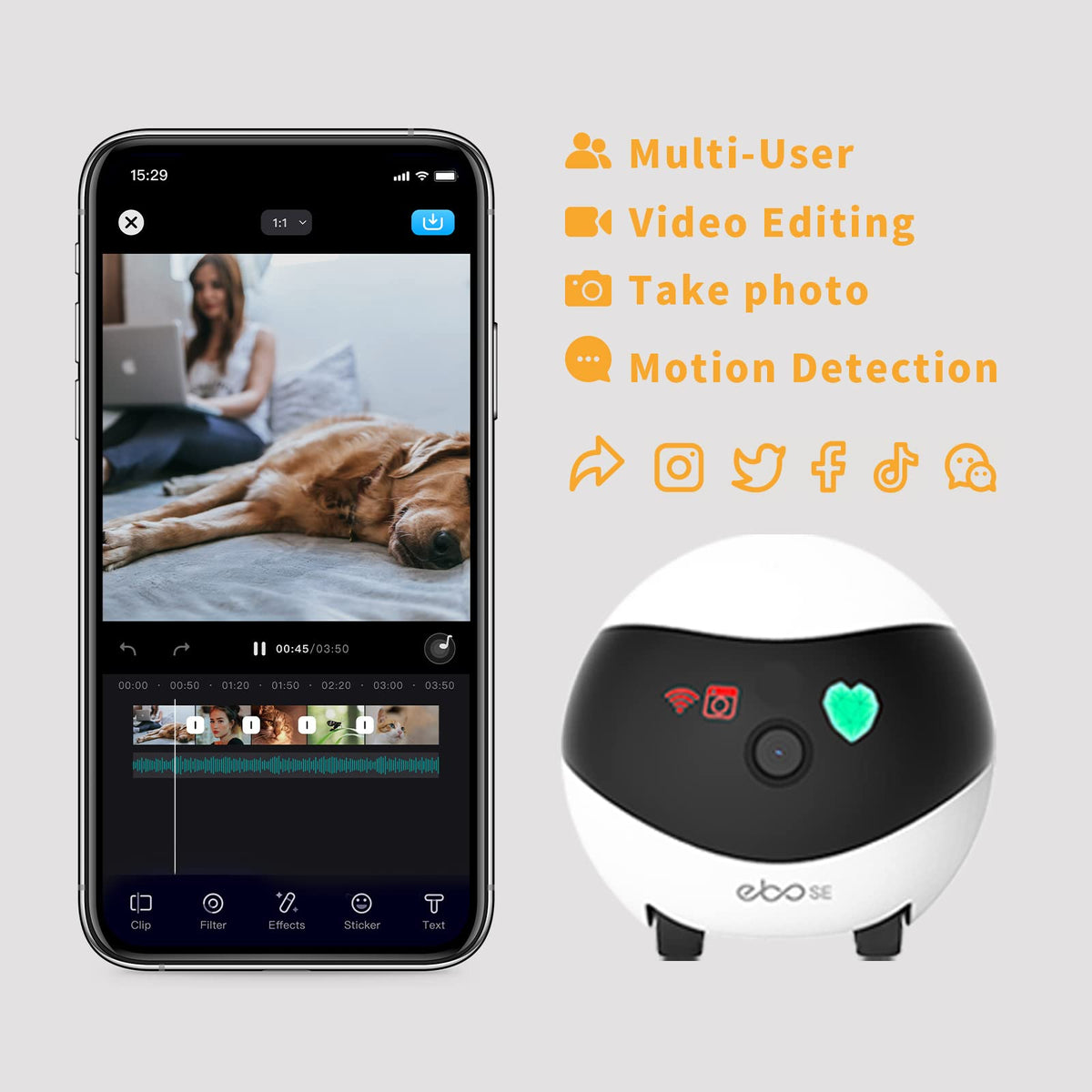 EBO SE 1080p Mobile Pet Camera Robot