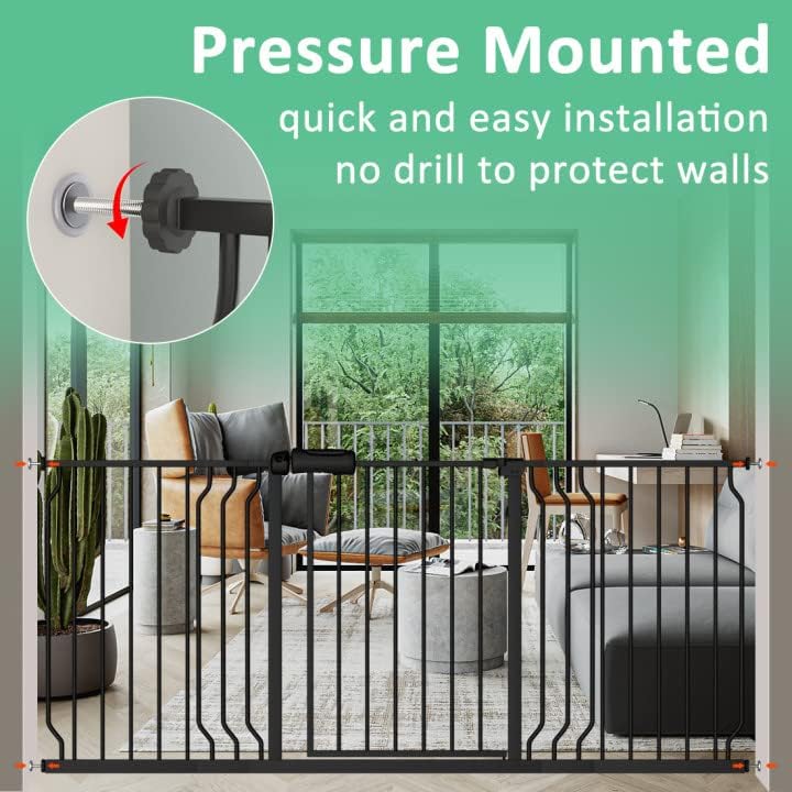 Extra Wide Pressure-Mounted Dog Gate With Door