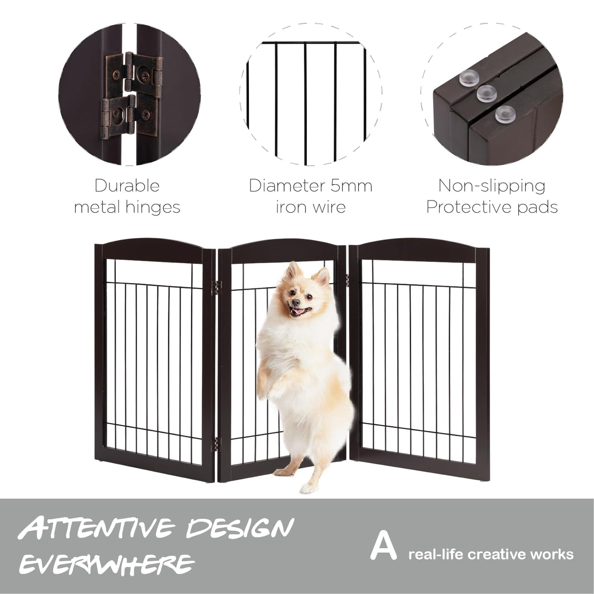 Extra Wide Freestanding Dog Gate With Door