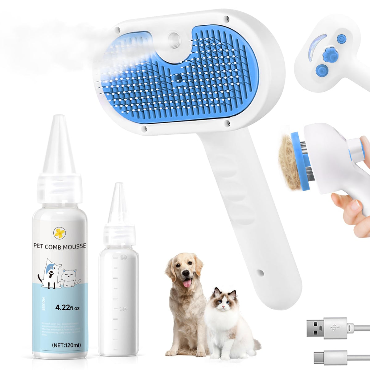 Pet Steam Brush for Dogs & Cats