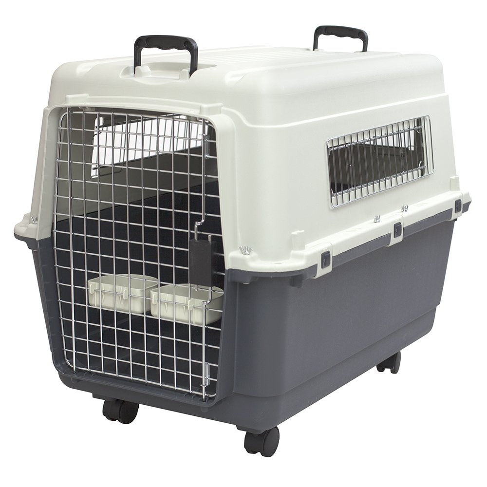 Airline-Compliant Travel Dog Kennel With Food Bowls