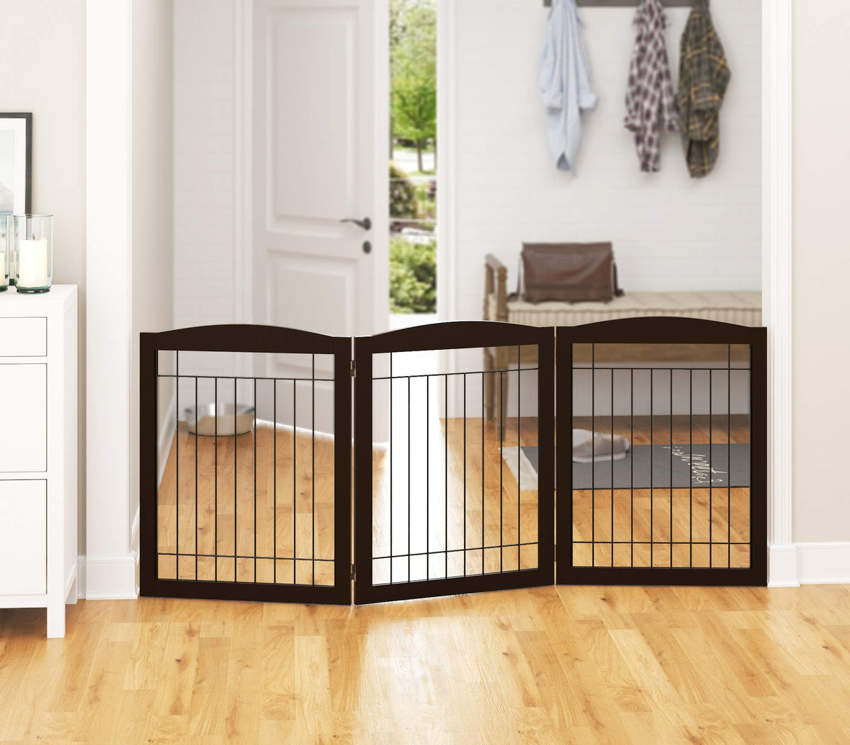 Extra Wide Freestanding Dog Gate With Door