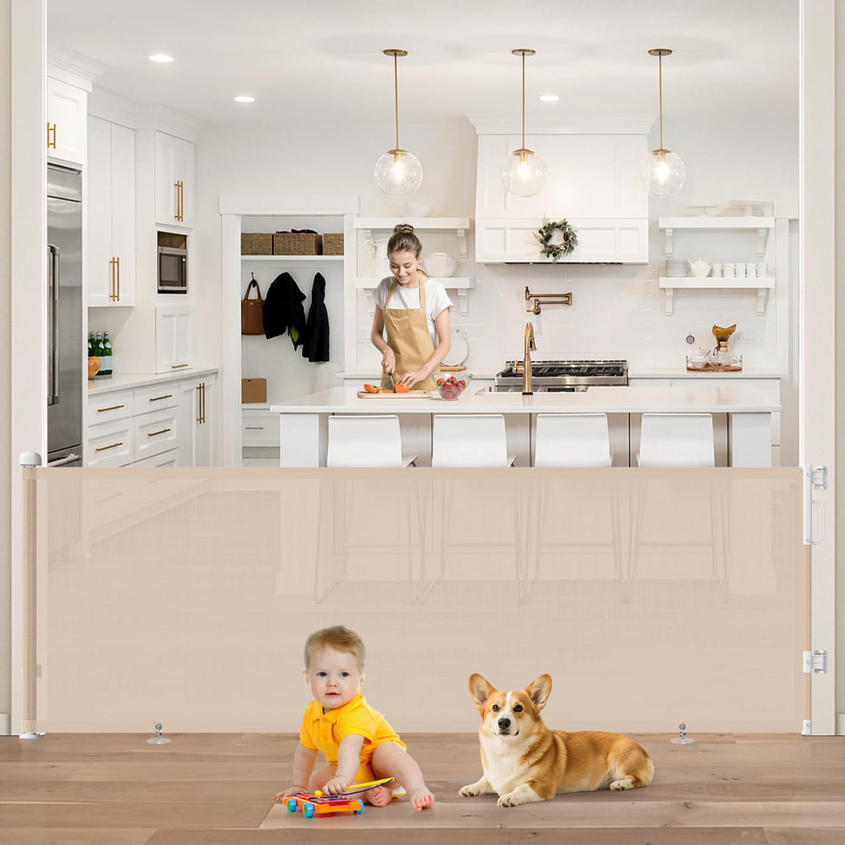 Retractable Mesh Dog Gate for Stairs & Doorways