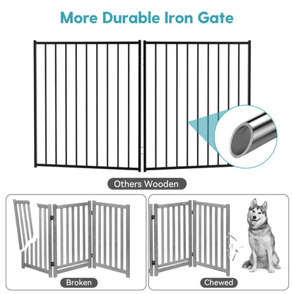 Freestanding Dog Gate With Walk-Through Door