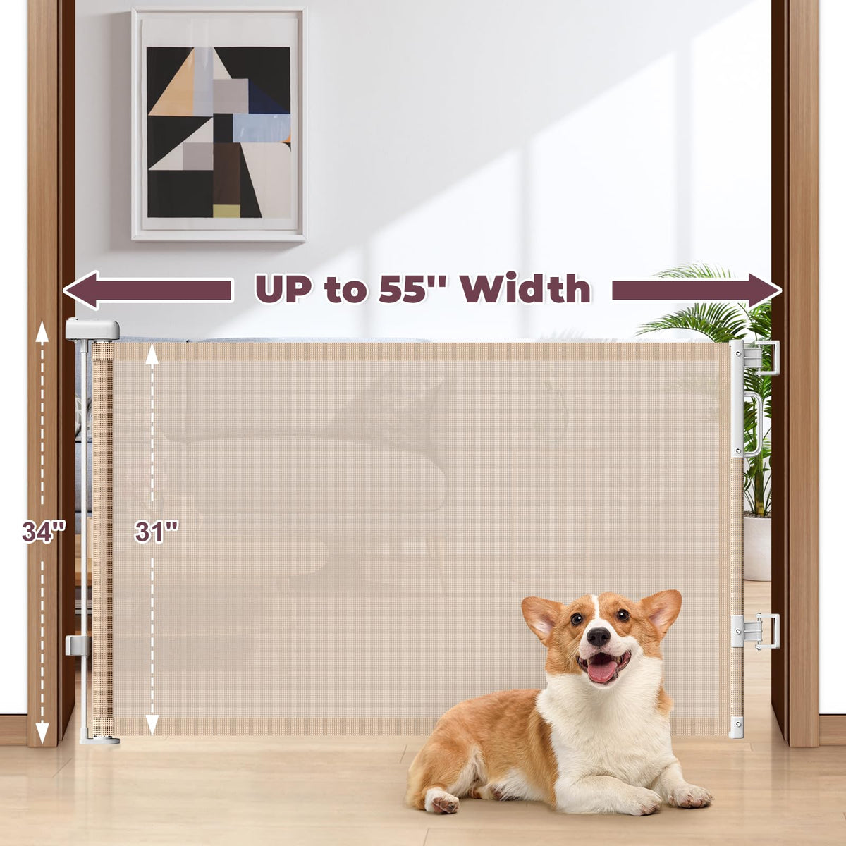Retractable Mesh Dog Gate for Stairs & Doorways
