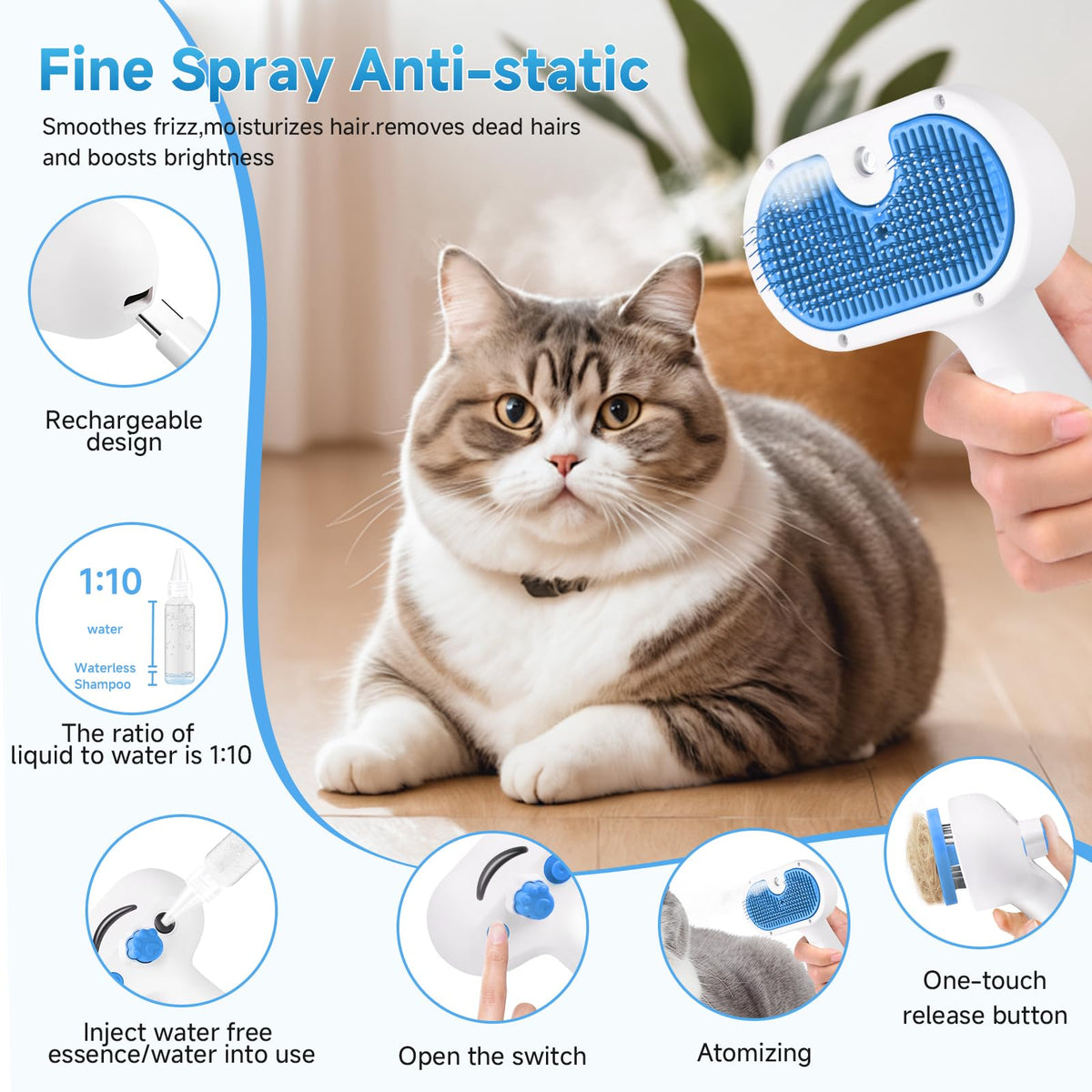 Pet Steam Brush for Dogs & Cats