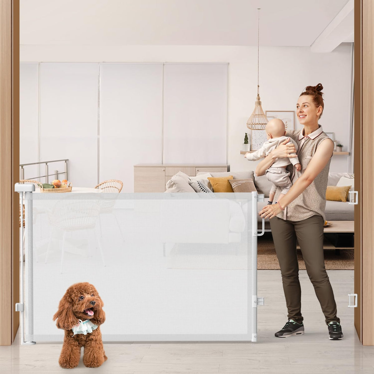 Retractable Mesh Dog Gate for Stairs & Doorways