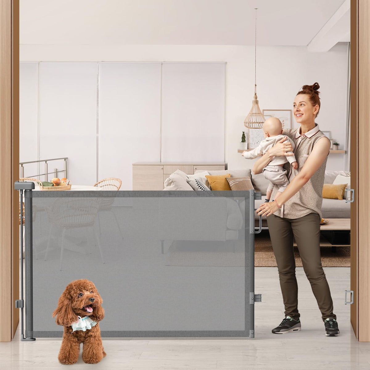 Retractable Mesh Dog Gate for Stairs & Doorways