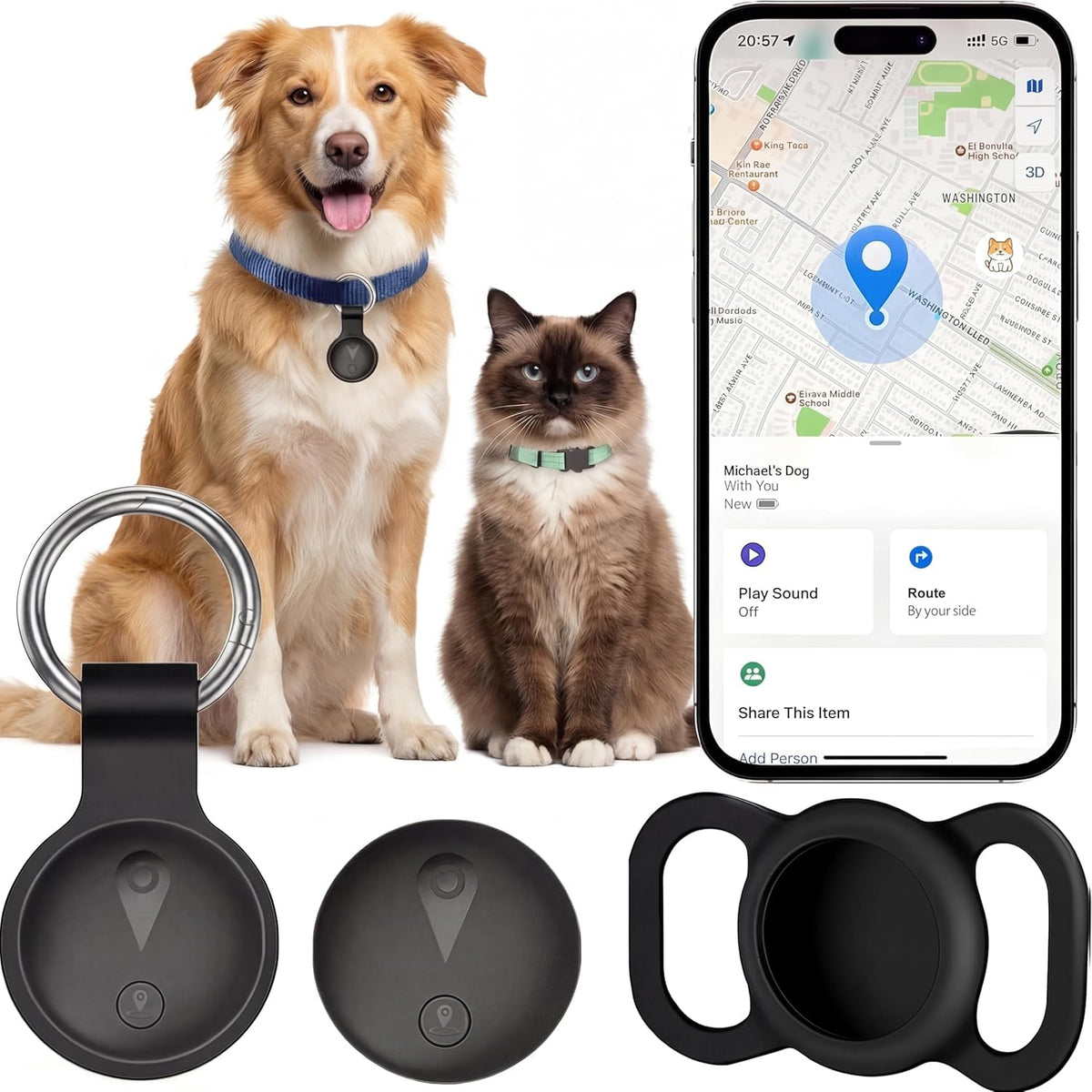 GPS Tracker for Dogs, Smart Collar with Real-Time Locator with Holder