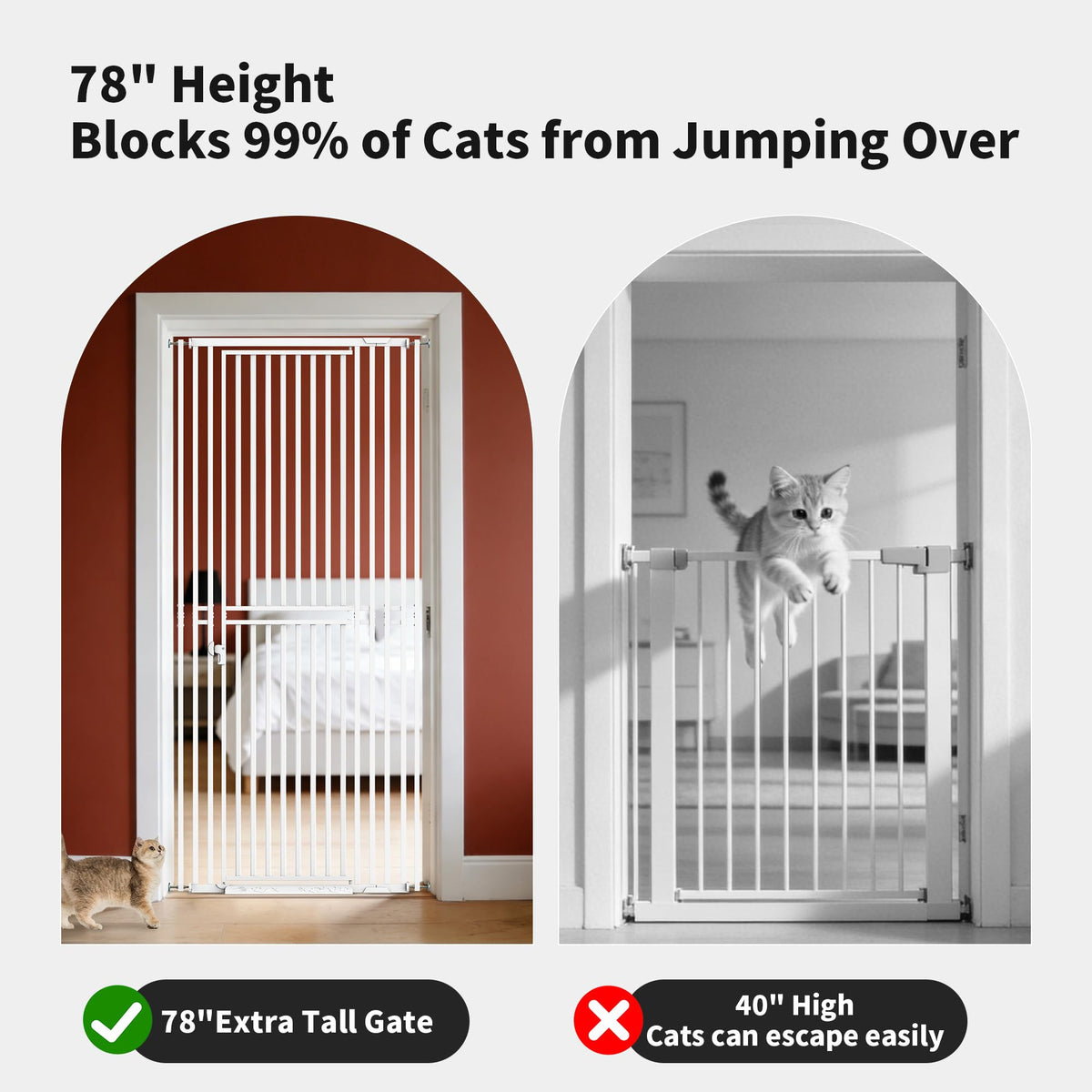 Extra Tall Cat Gate With No-Drill Installation