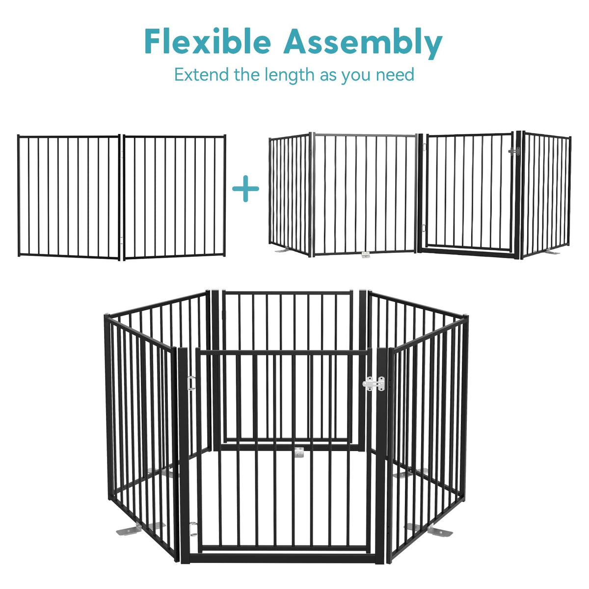 Freestanding Dog Gate With Walk-Through Door