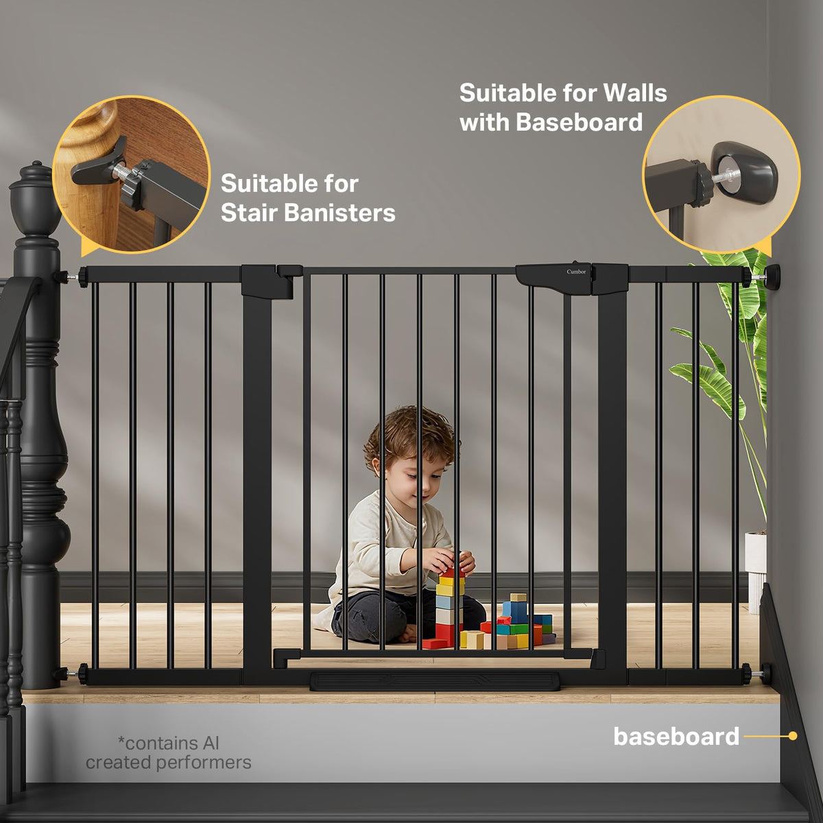 Extra Wide Dog Gate for Stairs – 2 Pack