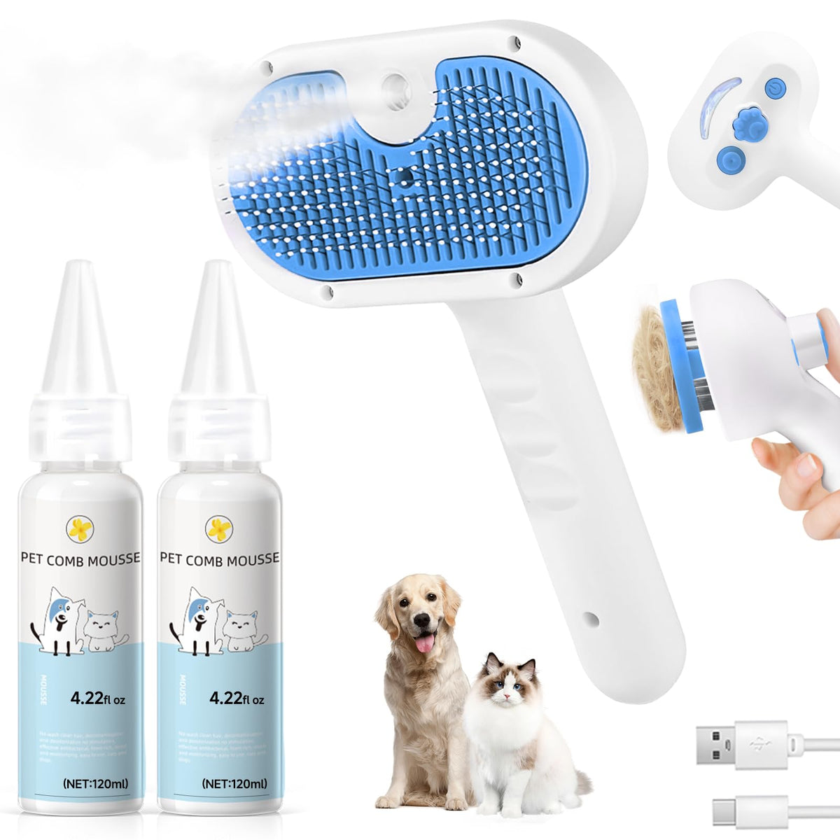 Pet Steam Brush for Dogs & Cats