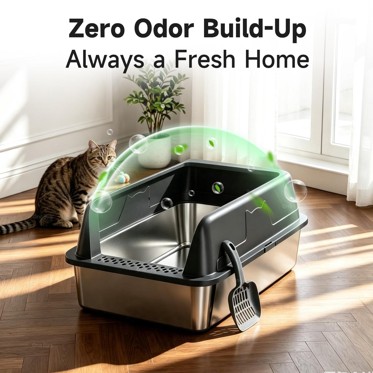 XL Stainless Steel Cat Litter Box With High Sides