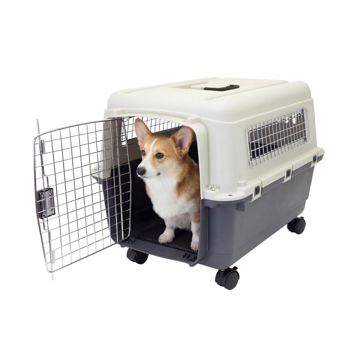 Airline-Compliant Travel Dog Kennel With Food Bowls