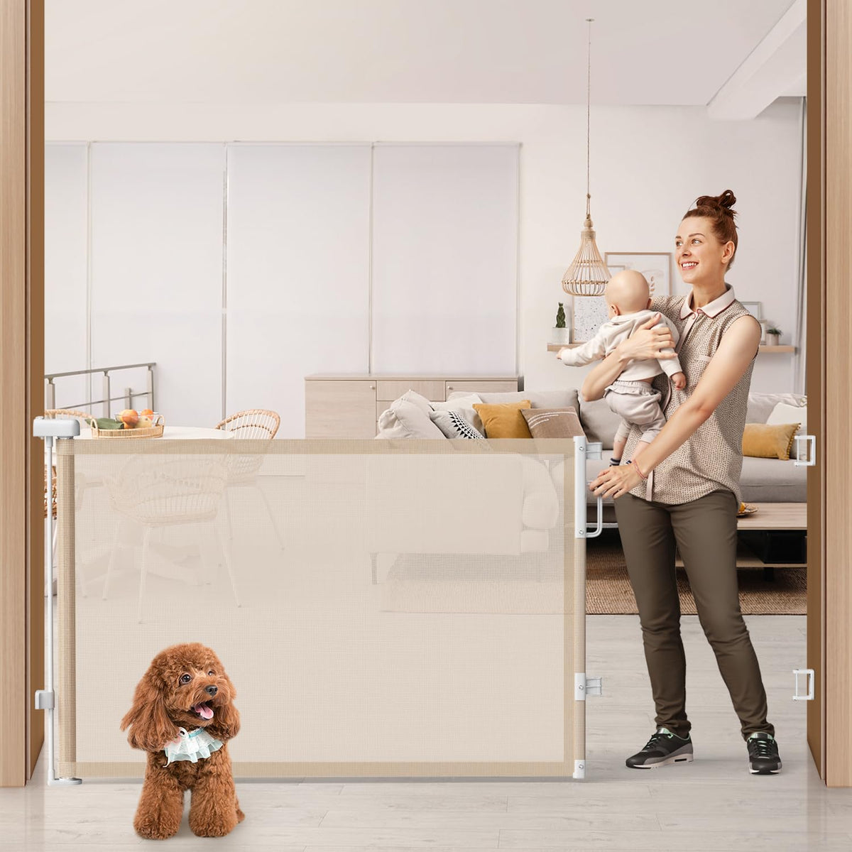 Retractable Mesh Dog Gate for Stairs & Doorways