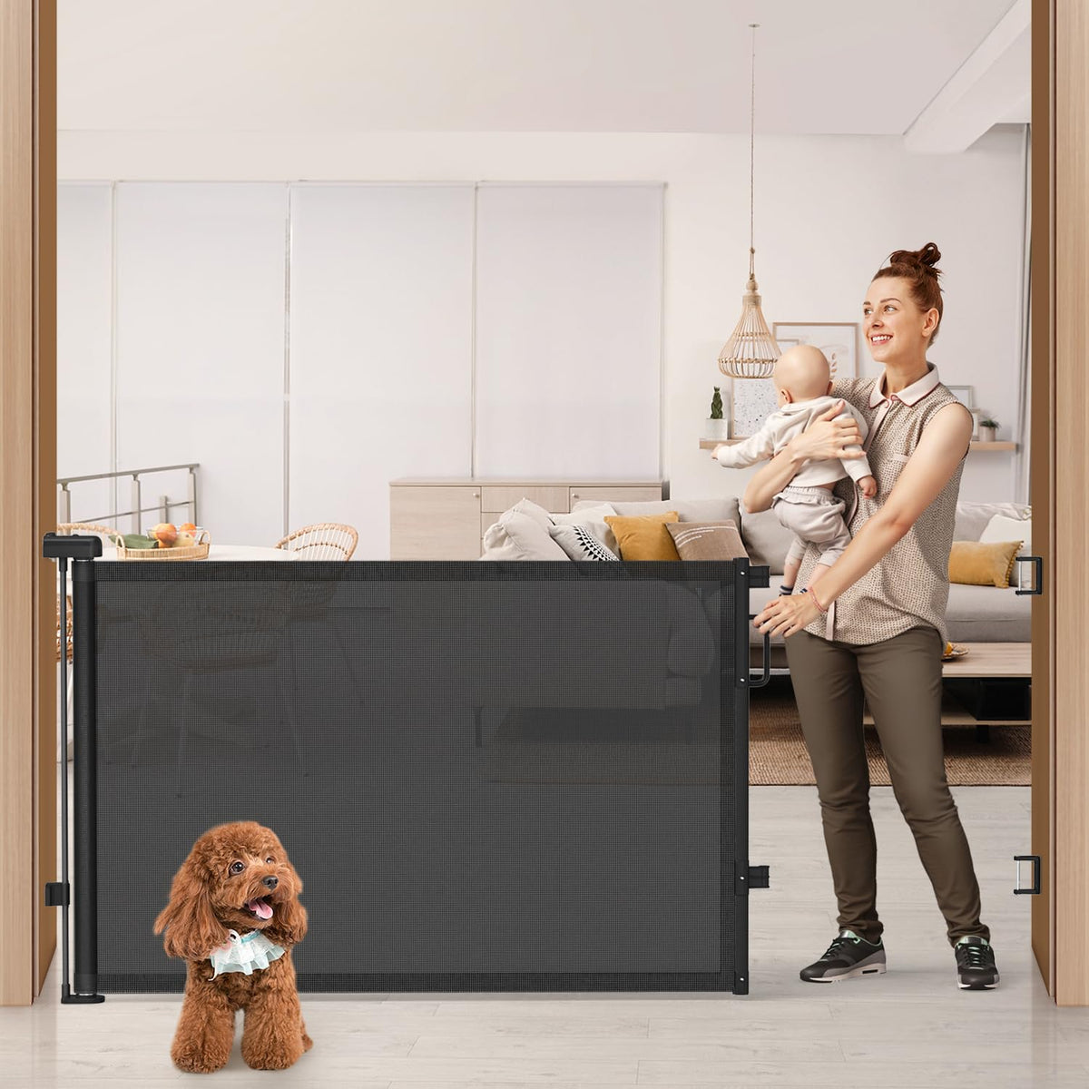 Retractable Mesh Dog Gate for Stairs & Doorways