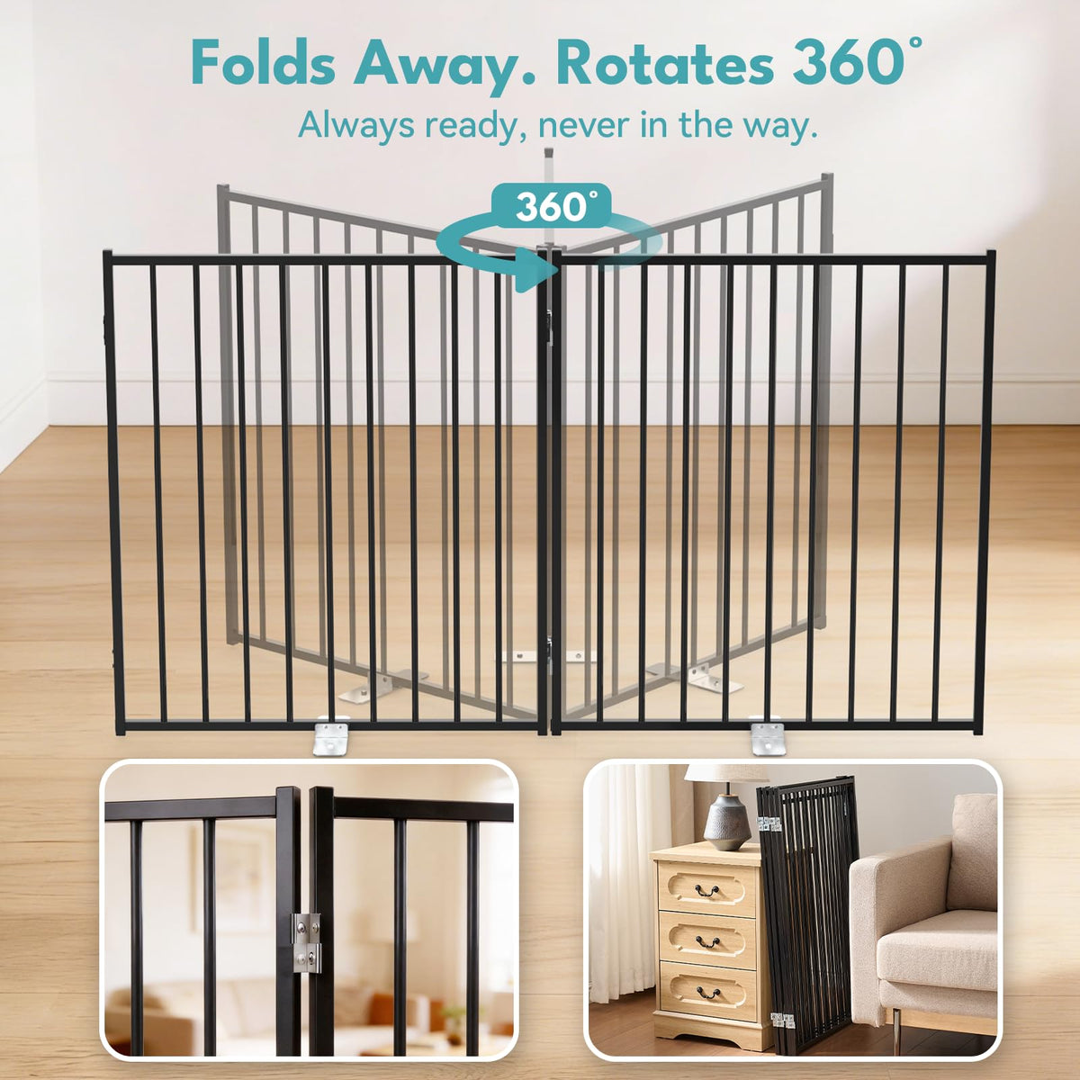 Freestanding Dog Gate With Walk-Through Door