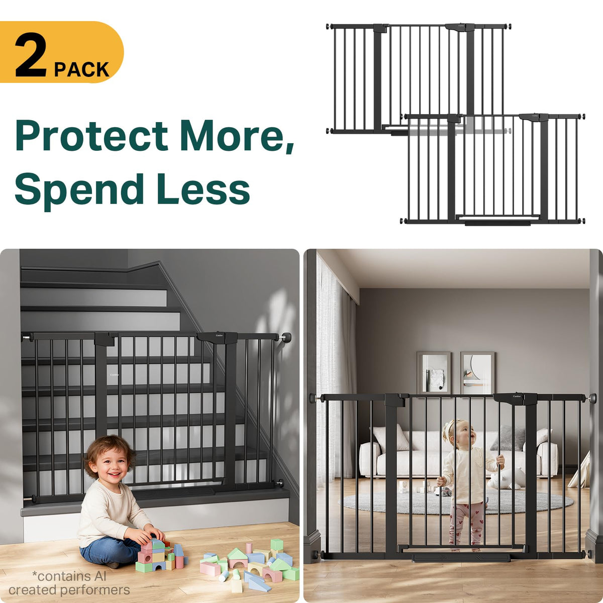 Extra Wide Dog Gate for Stairs – 2 Pack