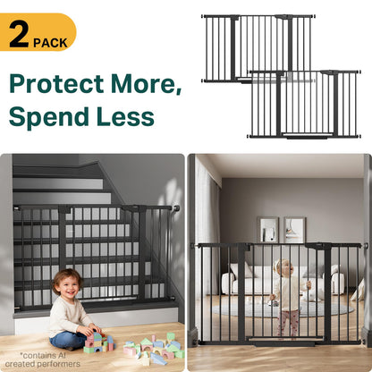 Extra Wide Dog Gate for Stairs – 2 Pack