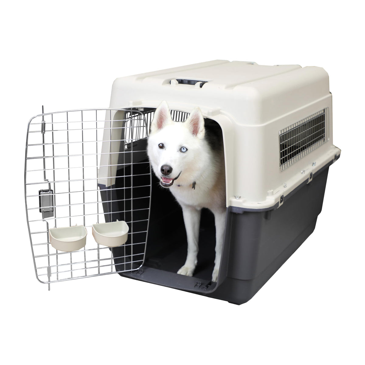 Airline-Compliant Travel Dog Kennel With Food Bowls