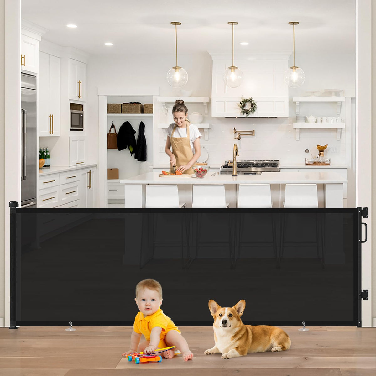 Retractable Mesh Dog Gate for Stairs & Doorways