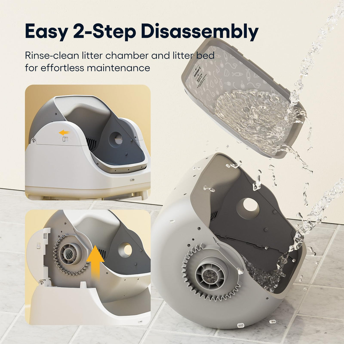 Open-Top Self-Cleaning Litter Box With Safety Sensors