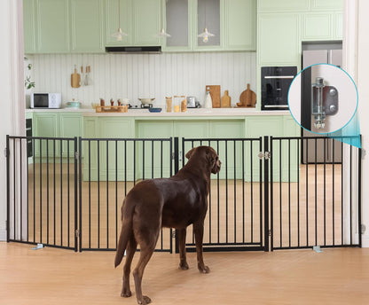 Freestanding Dog Gate With Walk-Through Door