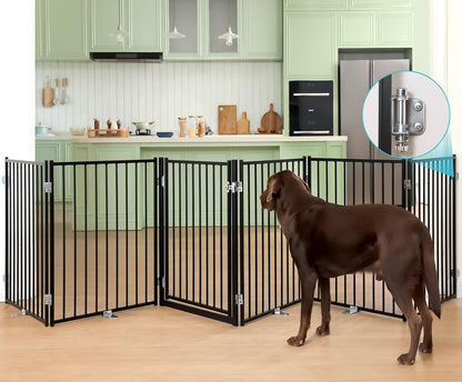 Freestanding Dog Gate With Walk-Through Door