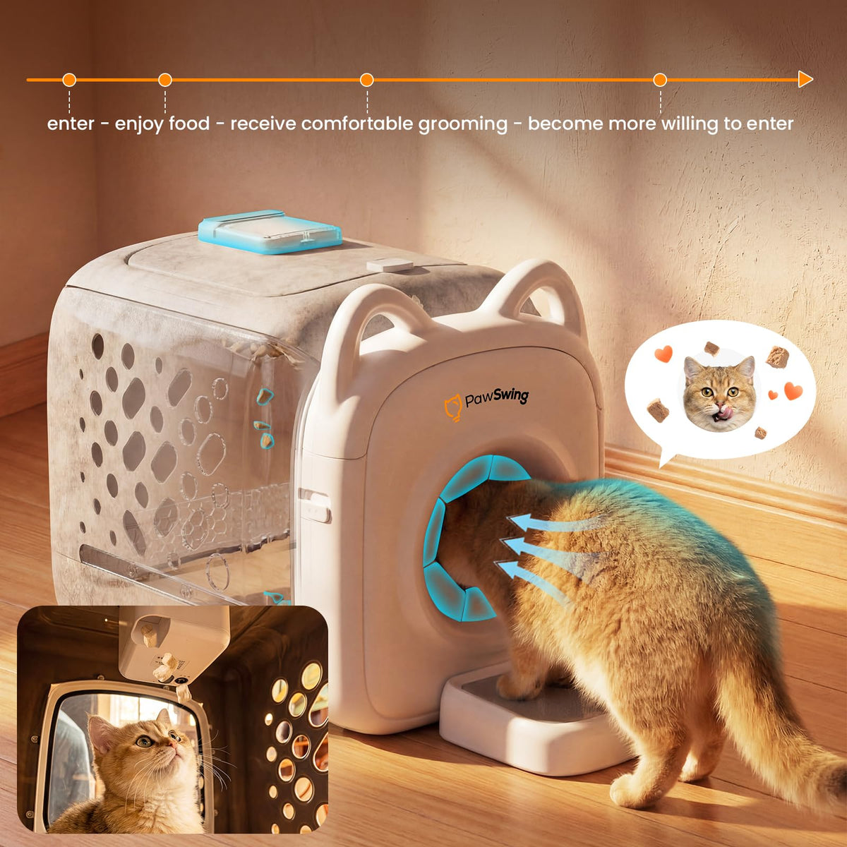 Smart Cat Self-Groomer With Feeder & Tracking