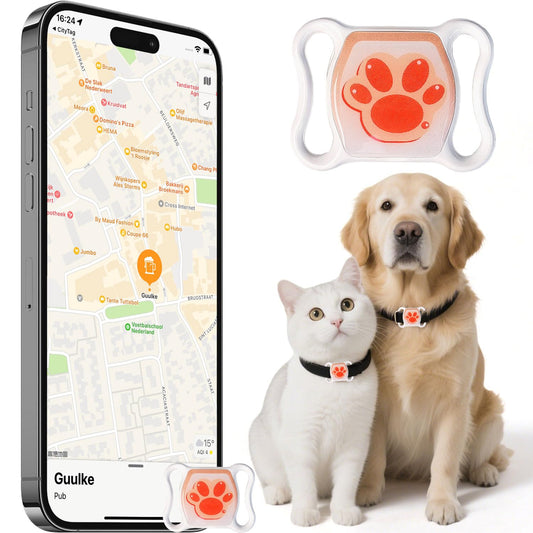 GPS Tracker for Dogs, Smart Collar with Real-Time Locator with Holder Pet Location Tracker, No Monthly Fee/No SIM Card, for Android and iOS, Ultra-Slim, IP68 Waterproof, Reliable