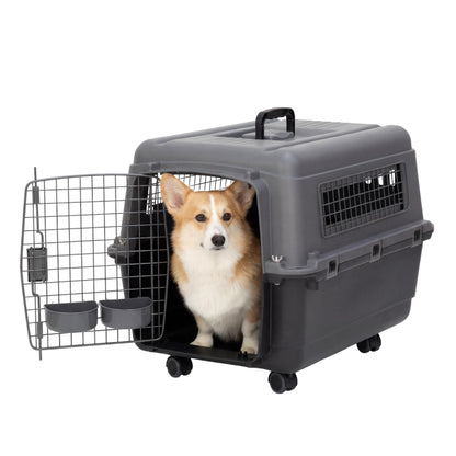 Airline-Compliant Travel Dog Kennel With Food Bowls