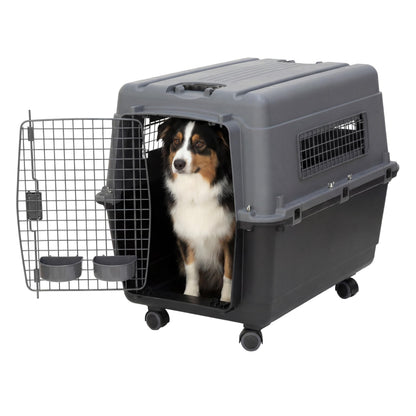 Airline-Compliant Travel Dog Kennel With Food Bowls